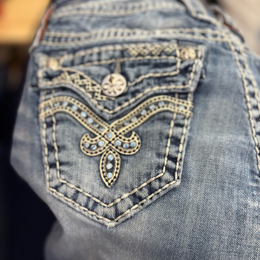 Rock Revival jeans. Size 26. “Joey” blue bling butt
